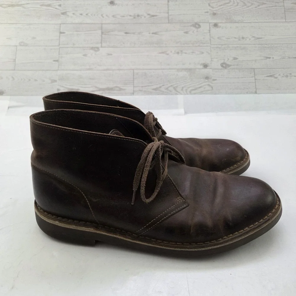 Clarks Chukka Boots Mens 11.5 Brown Leather Desert Heritage Dark Academia Casual